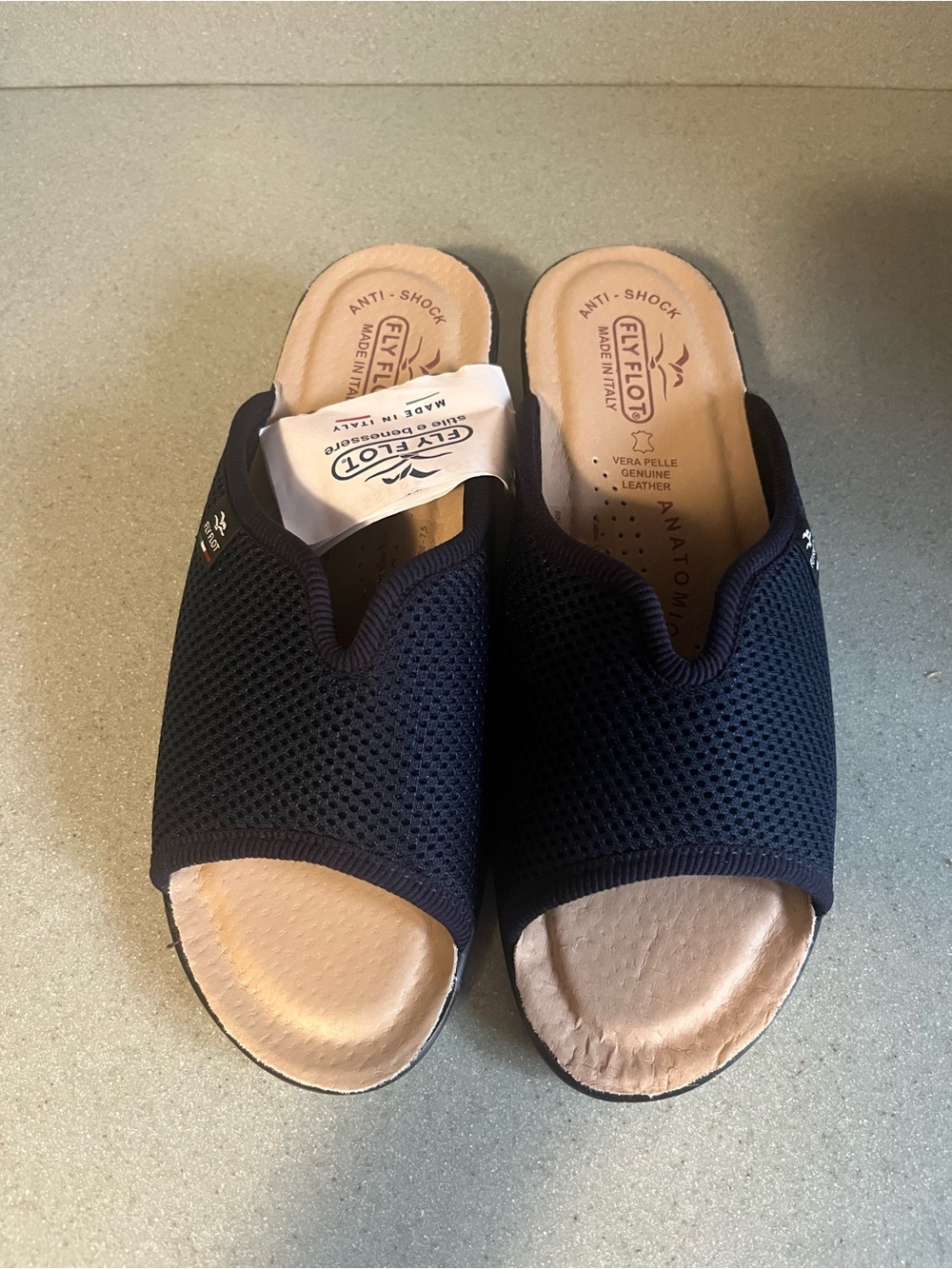Fly Flot Women's Navy Mesh Slide Sandals Sz 7.5 M New